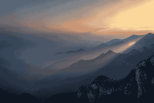 晨光穿过秦岭层叠的山峦